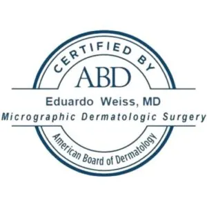 Sello de la American Board of Dermatology: certificado por la ABD, Eduardo Weiss, MD, cirugía dermatológica micrográfica