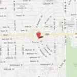 Mapa de calles con un marcador en la oficina de Hollywood