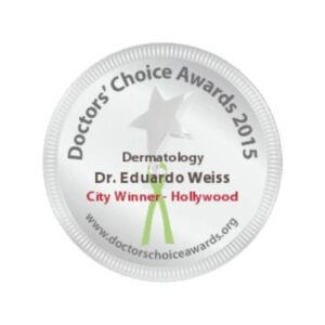 Doctors' Choice Awards 2015 badge: Dermatology, Dr. Eduardo Weiss, City Winner, Hollywood